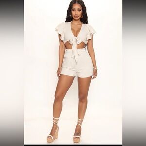Fashion nova cream linen set large